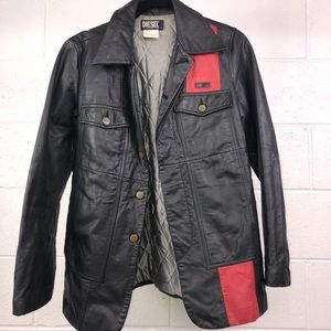 Diesel - S - Black and Red Leather Jacket